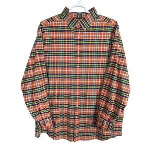 Cremieux Classics Sz 3XT Tall Shirt Orange Blue Green Plaid L/S Button Up